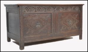 A 17TH CENTURY NORTH COUNTRY YORKSHIRE OAK COFFER CHEST BOX