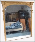 LARGE 19TH CENTURY GILT WOOD AND PLASTER OVERMANTEL MIRROR