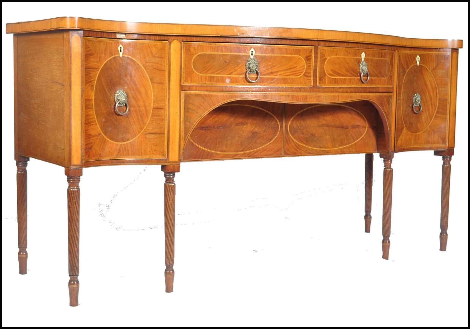 18TH CENTURY GEORGE III LINE INLAID MAHOGANY SERPE