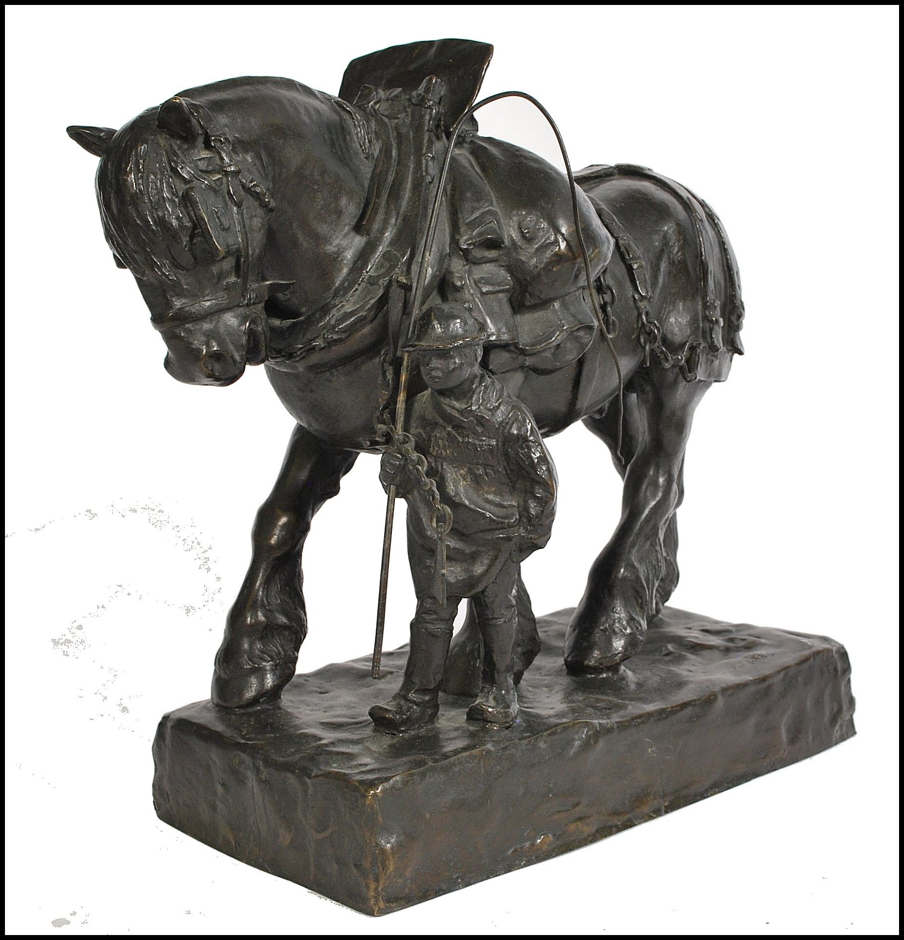 REGINALD FAIRFAX WELLS (1877-1951) LARGE CAST BRONZE SCUPLTURE OF SHIRE HORSE