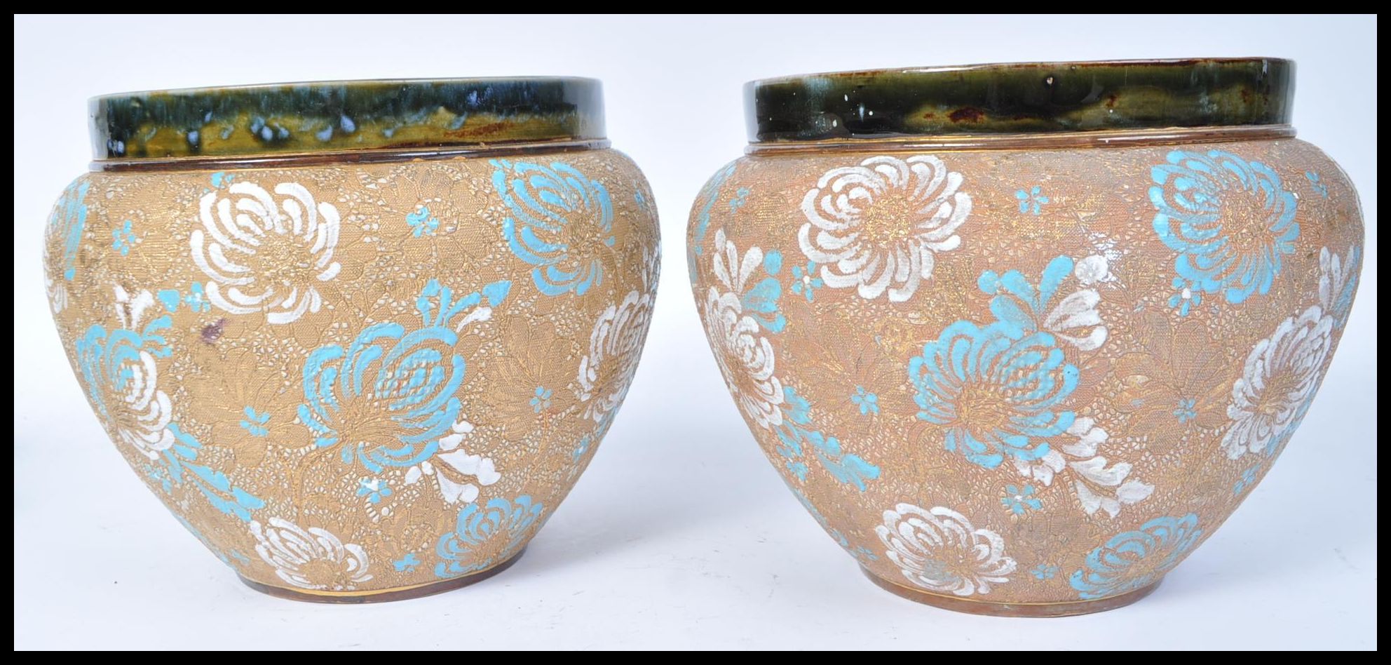 A PAIR OF DOULTON SLATERS LARGE JARDINIERE PLANTERS - PLANT POTS - Image 5 of 8