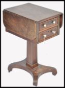 A 19TH CENTURY GEORGIAN MAHOGANY DROP LEAF WORK BOX SEWING TABLE