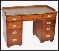 19TH CENTURY VICTORIAN MAHOGANY CAMPAIGN TWIN PEDESTAL DESK