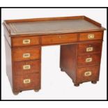 19TH CENTURY VICTORIAN MAHOGANY CAMPAIGN TWIN PEDESTAL DESK