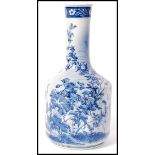 JAPANESE MEIJI PERIOD BLUE & WHITE MALLET SHAPED SETO VASE