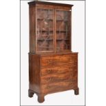 GEORGE III MAHOGANY SECRETAIRE LIBRARY BUREAU BOOK