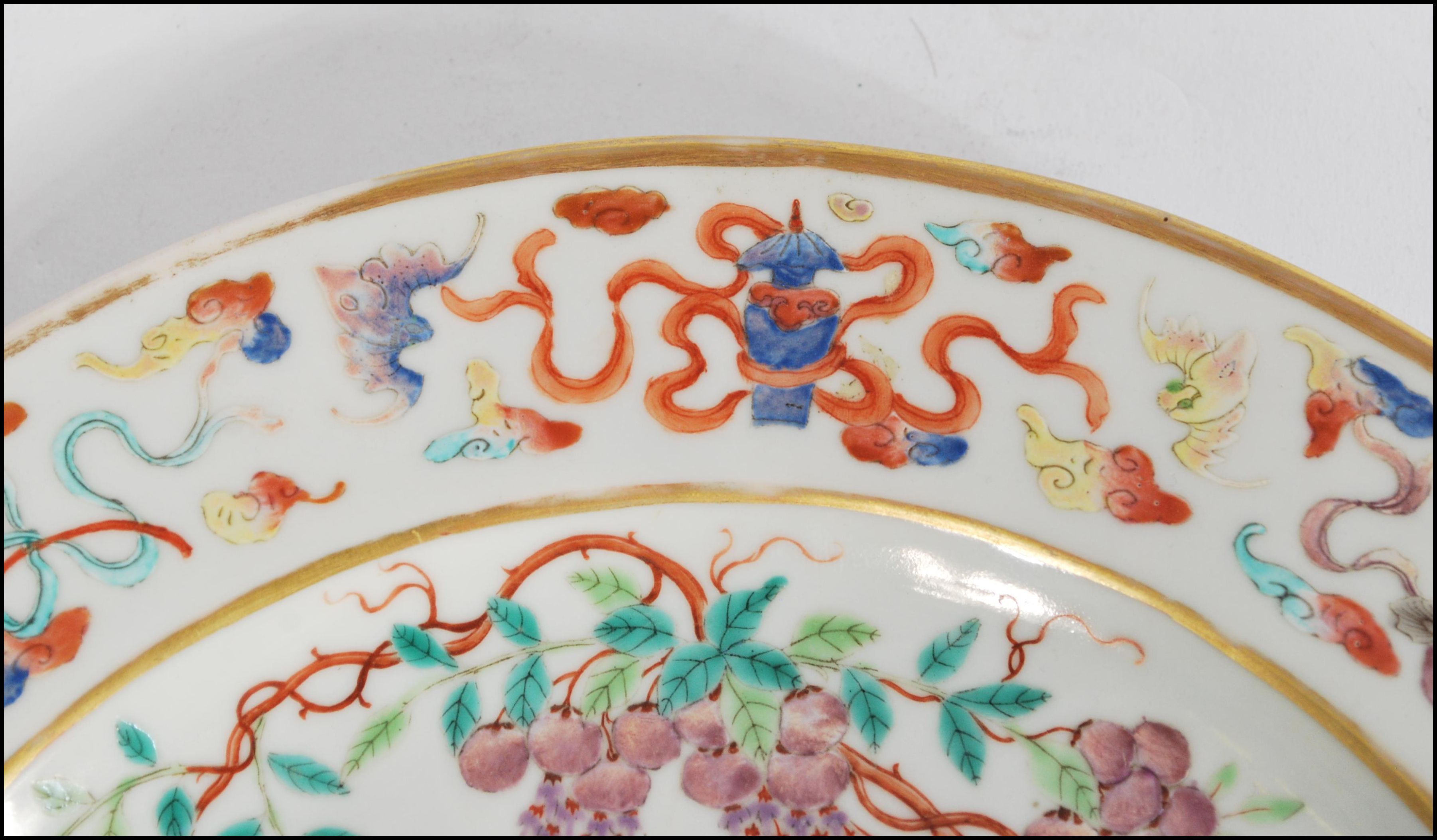 CHINESE FAMILLE VERTE - ROSE KANGXI PERIOD PLATE - BIRDS AND FLOWERS - Image 3 of 4