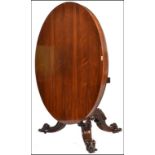 19TH CENTURY VICTORIAN LARGE ROSEWOOD TILT TOP CIRCULAR DINING TABLE