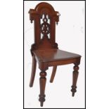 19TH CENTURY VICTORIAN MAHOGANY ARMORIAL HALL CHAI