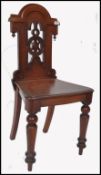 19TH CENTURY VICTORIAN MAHOGANY ARMORIAL HALL CHAI