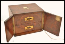 A 19TH CENTURY VICTORIAN BURR WALNUT & BRASS HUMIDOR BOX
