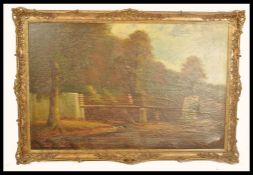 GEORGE HARRIS ( 1855-1936) OIL ON CANVAS PAINTING SNUFF MILLS BRISTOL