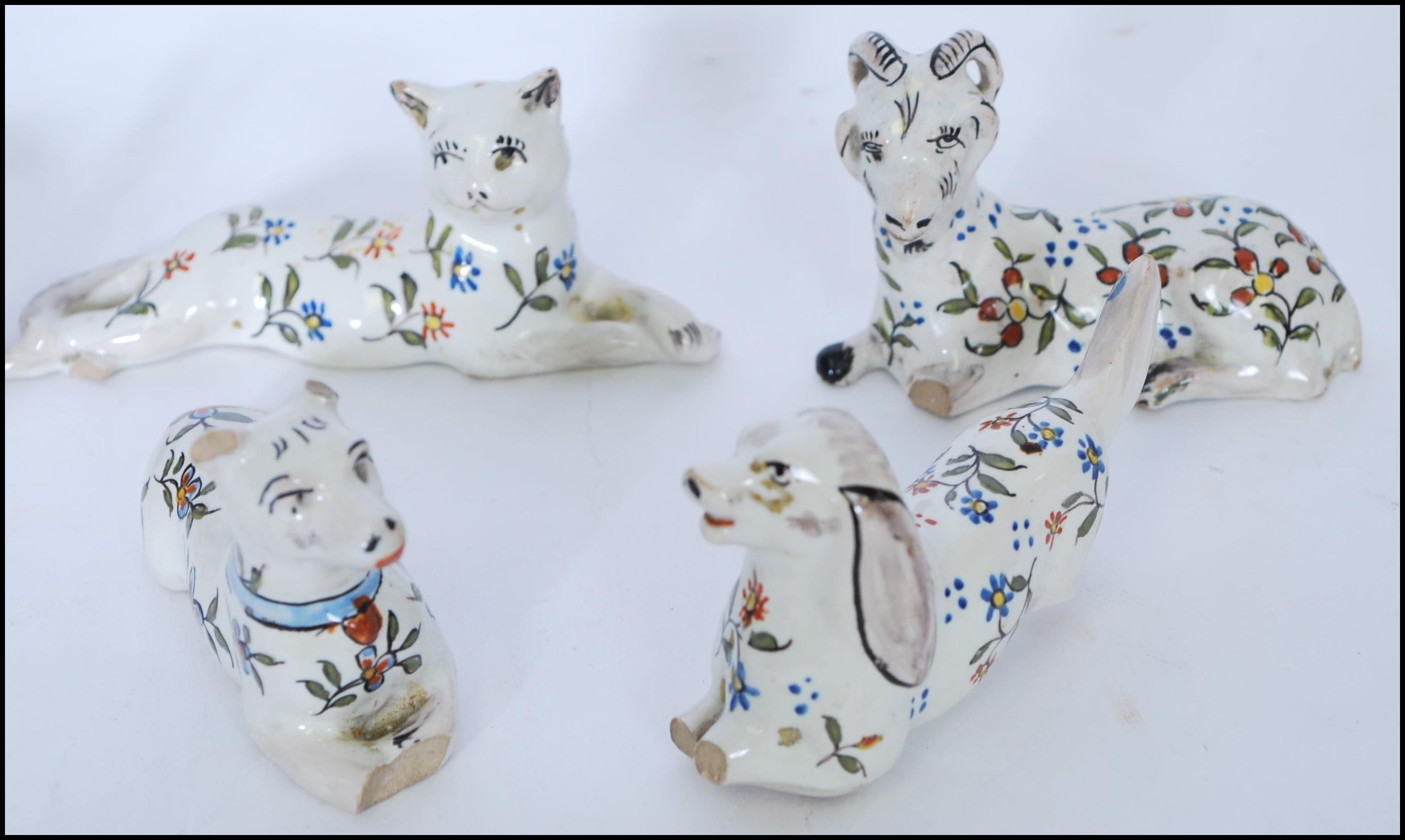 8 19TH CENTURY FRENCH FAIENCE PORCELAIN KNIFE RESTS IN THE FORM OF ANIMALS - Image 2 of 5