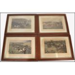 AFTER ALLEN C SEALY - 4 ORIGINAL 19TH CENTURY WITH THE BUFF AND BLUE HUNTING PRINTS