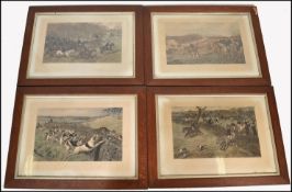 AFTER ALLEN C SEALY - 4 ORIGINAL 19TH CENTURY WITH THE BUFF AND BLUE HUNTING PRINTS