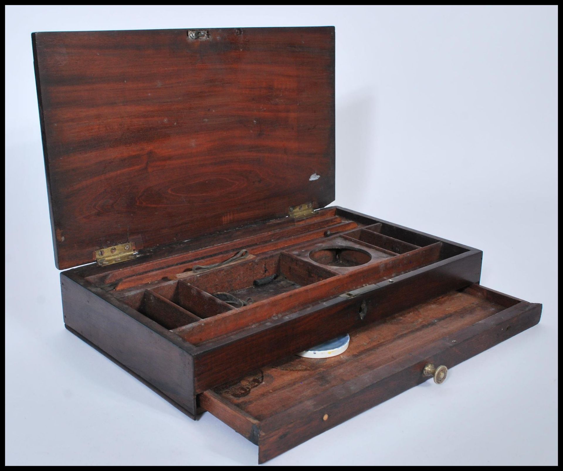 LATE 18TH CENTURY GEORGE III MAHOGANY INLAID ARTISTS BOX - PAINTBOX - Bild 2 aus 5