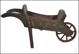 19TH CENTURY GEORGE III EBONISED BOOK BARROW / WHEELBARROW