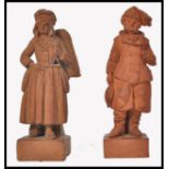 A PAIR OF FOURDRIN DIEPPE TERRACOTTA FIGURINES 1864 - FISHERMEN AND WIFE