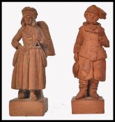 A PAIR OF FOURDRIN DIEPPE TERRACOTTA FIGURINES 1864 - FISHERMEN AND WIFE