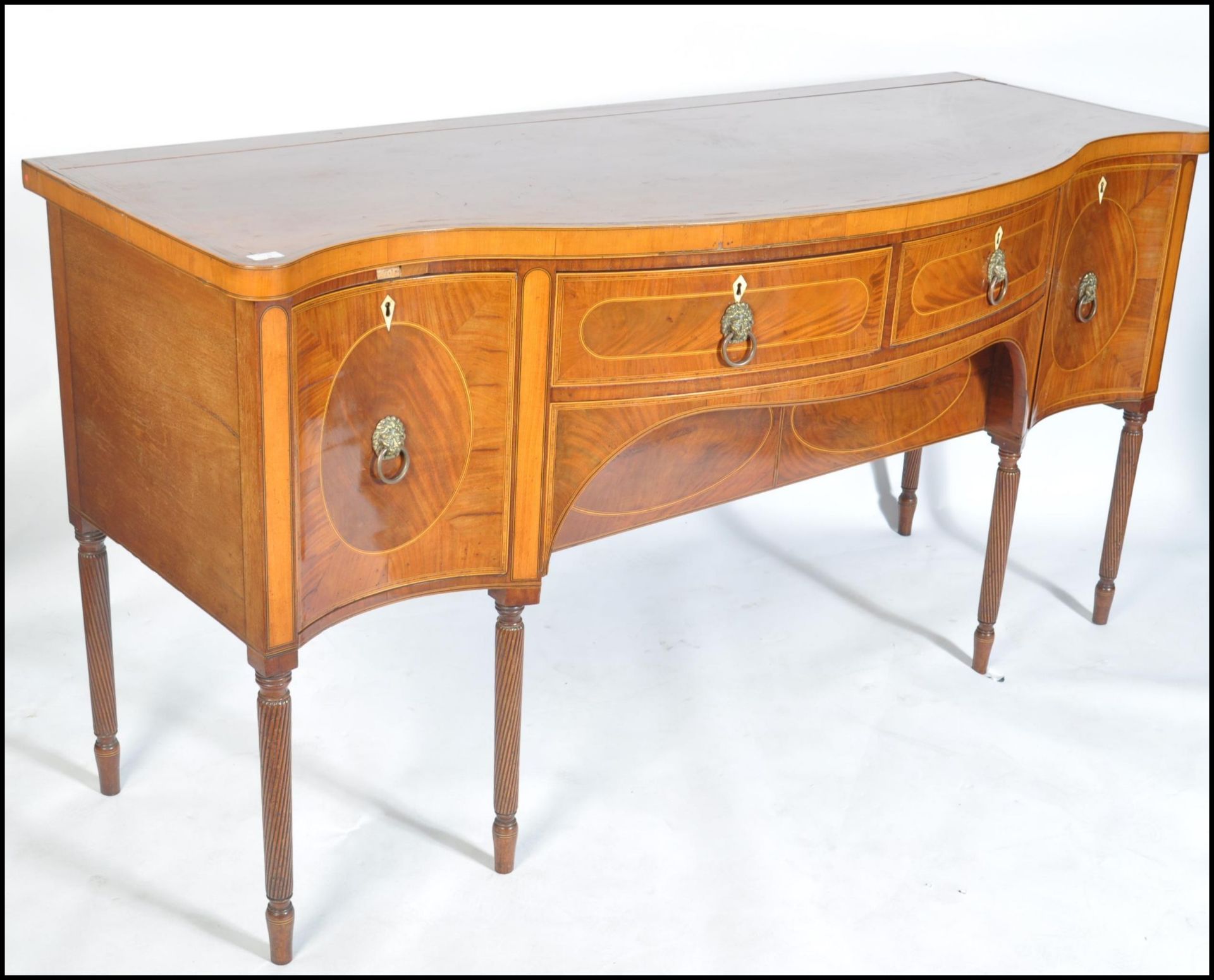 18TH CENTURY GEORGE III LINE INLAID MAHOGANY SERPE - Bild 2 aus 9