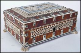 19TH CENTURY ANGLO INDIAN COLONIAL IVORY & TORTOISESHELL JEWELLERY CASKET