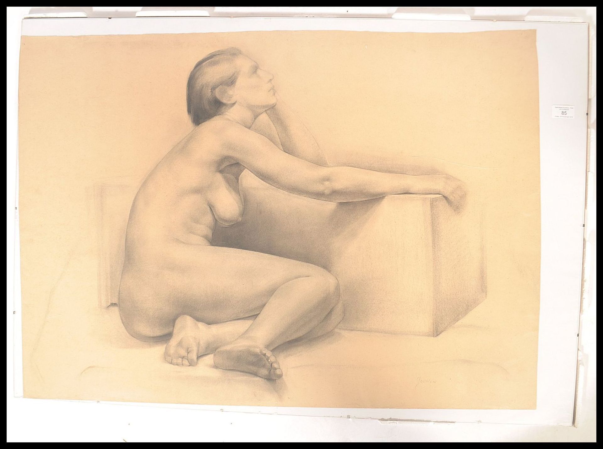 SCHOOL OF VICTOR ROUSSEAU, BELGIAN PENCIL PORTRAIT STUDY OF NUDE - Bild 2 aus 5