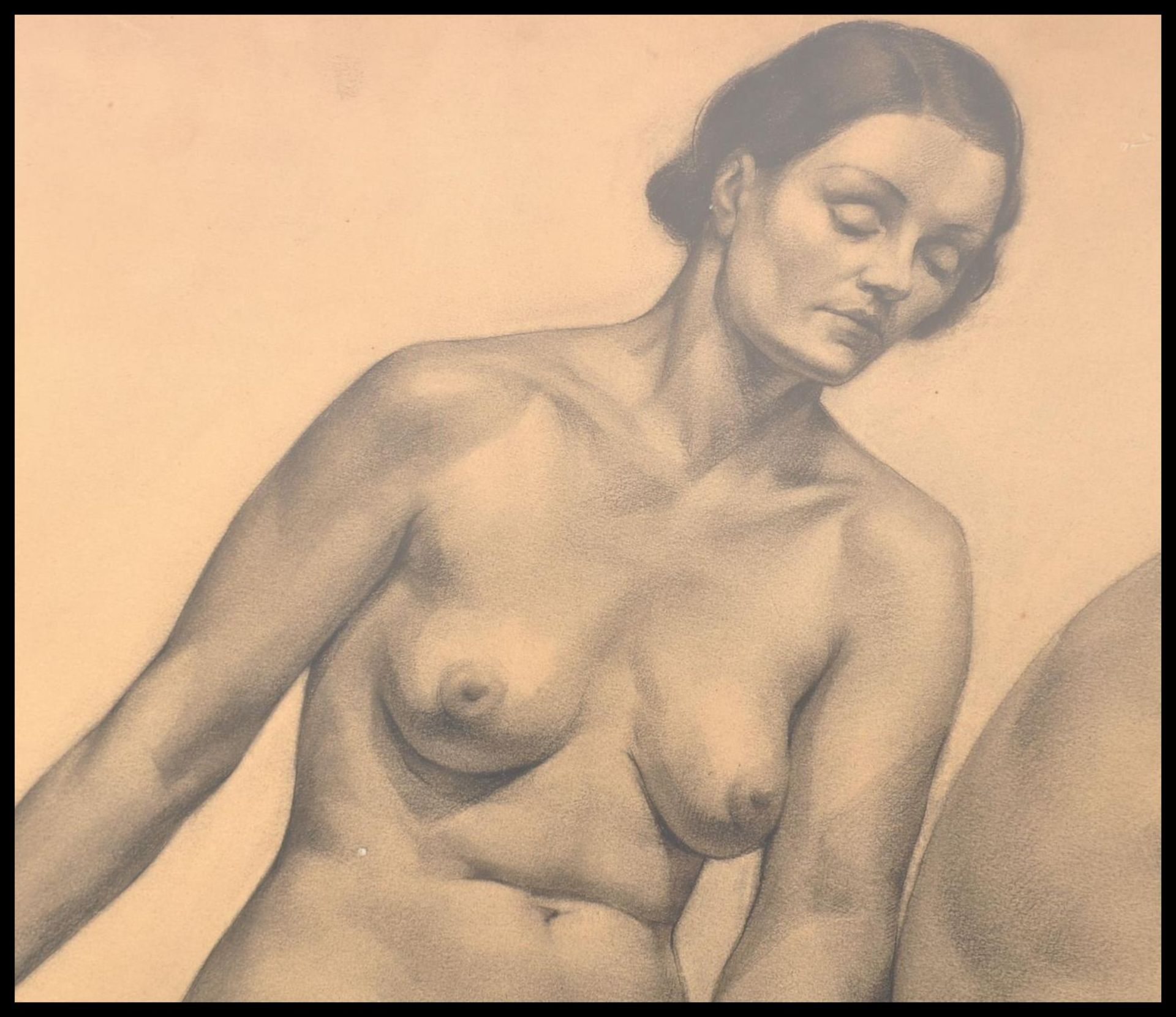 SCHOOL OF VICTOR ROUSSEAU, BELGIAN PENCIL PORTRAIT STUDY OF NUDE - Bild 5 aus 5