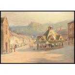 ALFRED O TOWNSEND (1846-1917) LARGE WATERCOLOUR PAINTING SUNSET AT DUNSTER