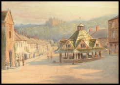 ALFRED O TOWNSEND (1846-1917) LARGE WATERCOLOUR PAINTING SUNSET AT DUNSTER