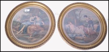 PAIR OF 19TH CENTURY ANGELICA KAUFMAN CLASSICAL ROUNDEL FRAMED PRINTS