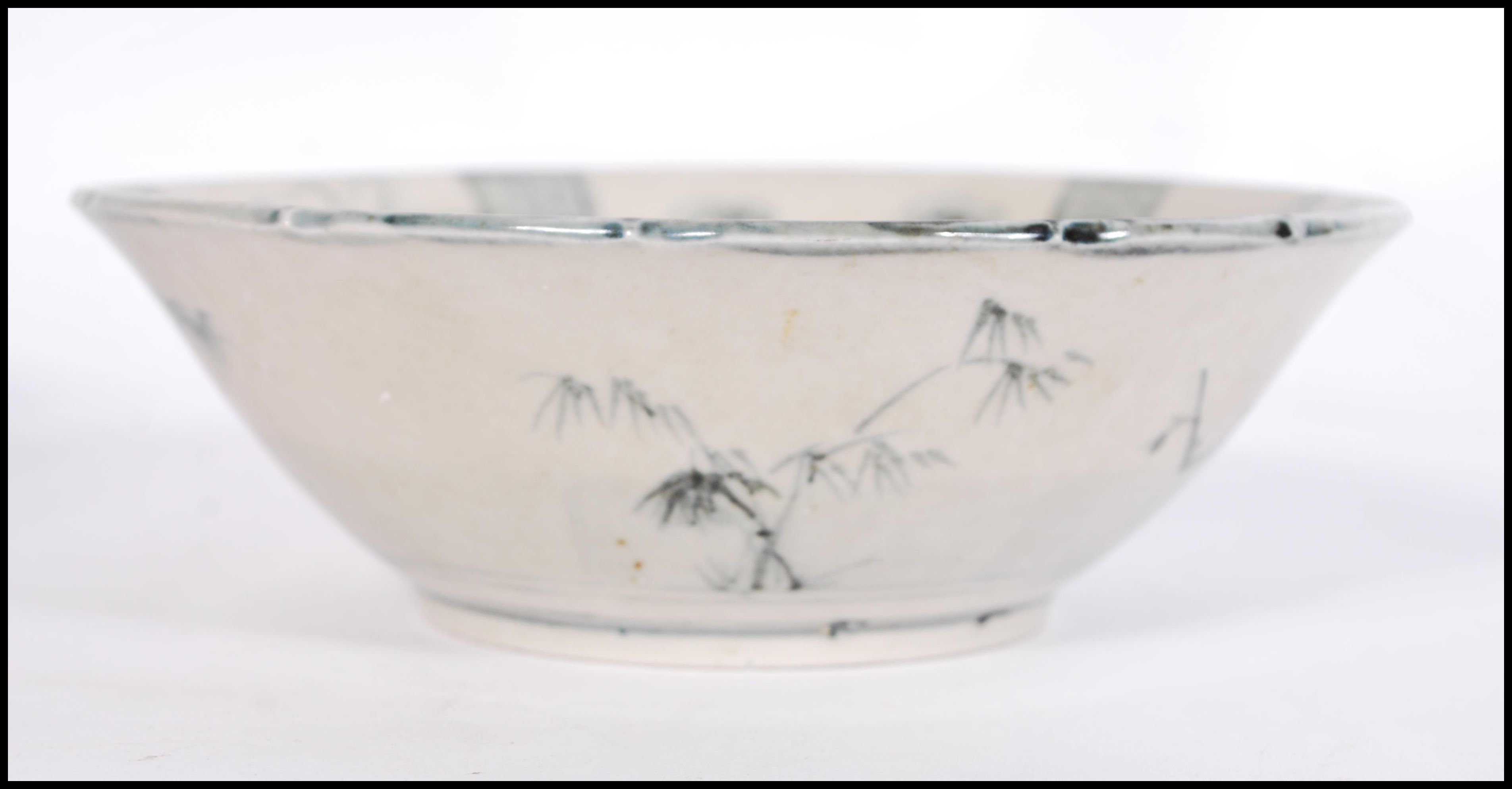 A 19th century Chinese bowl having decoration of maiden with plants and geometric borders. Six - Image 3 of 6