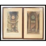 Two early 20th century artist proof hand coloured etching by E. Sharland, one titled the rose window