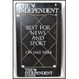 A contemporary Industrial metal advertising sign for the Independant Newspaper. Black colourway with