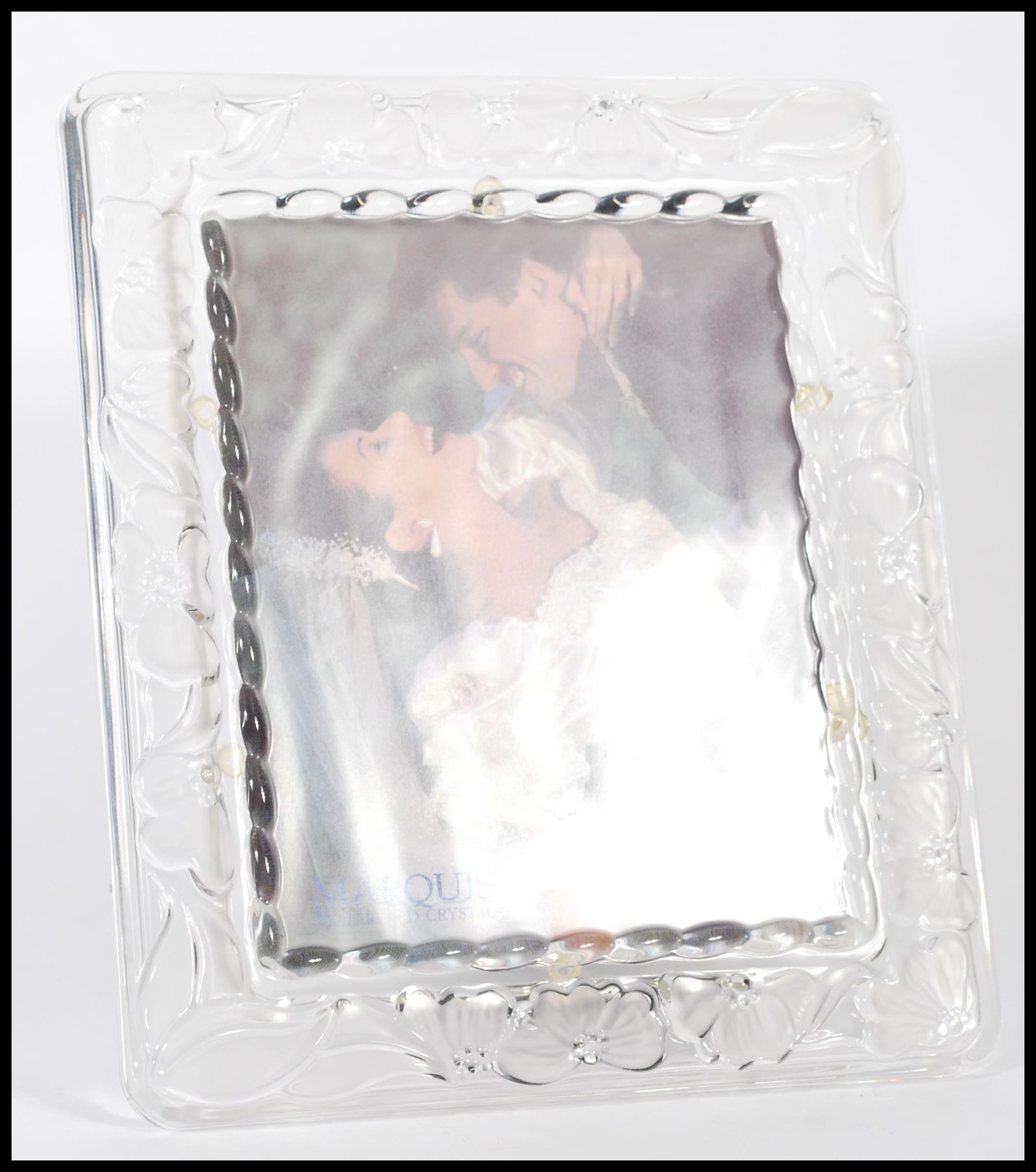 A Waterford cut crystal glass picture frame 8" by 10" example complete in original box appearing