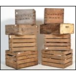A good collection of vintage 20th century Industrial wooden fruit pickers trays - crates together