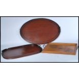 Two late 19th Century Victorian inlaid butlers mahogany tray's / tray. Both fitted with brass