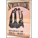 A vintage 1960's music poster for Stweekotheque poster, on salmon coloured paper, with the band to