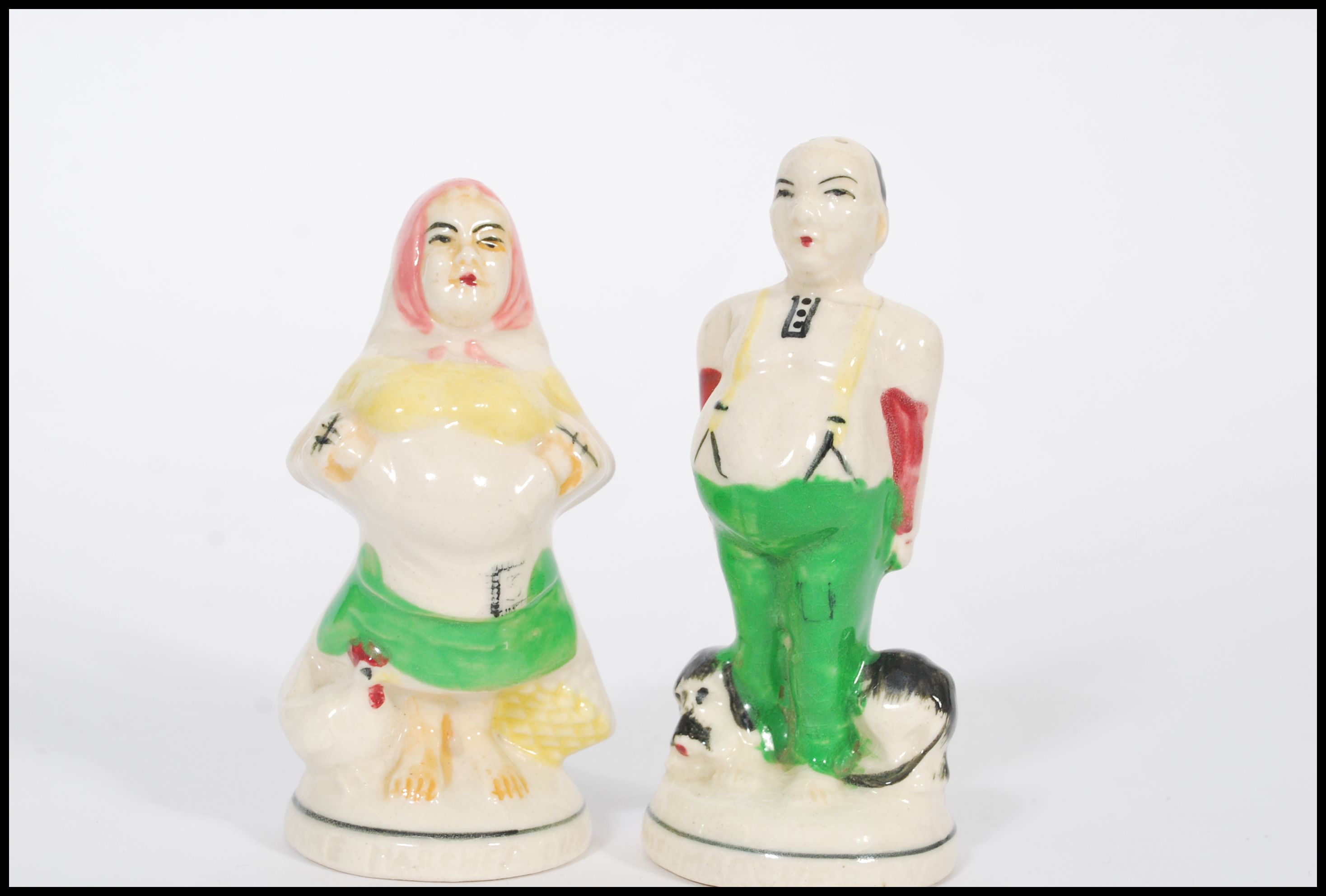 A pair of unusual early Noritake novelty condiments in the form of a newlywed couple. The bride - Image 2 of 4