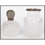 Two silver hallmarked and cut glass items to include a 19th century Victorian globular perfume