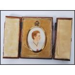 An early 20th century Watercolour on ivory portrait painting miniature of a lady in traditional
