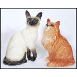 Two vintage 20th Century large Beswick ceramic cat figures to include a Beswick model fireside