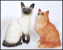 Two vintage 20th Century large Beswick ceramic cat figures to include a Beswick model fireside