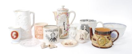 A collection of 19th century Victorian commemorative political china to include mostly Gladstone