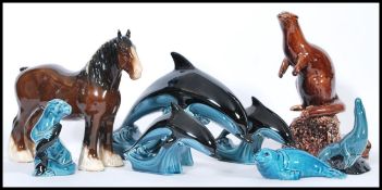 A group of vintage ceramic animals to include Poole pottery, Blue Mountain pottery, Beswick horse