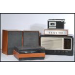 A group of vintage retro Hi-Fi musical equipment to include a Ferranti 146 bakelite radio, Bush