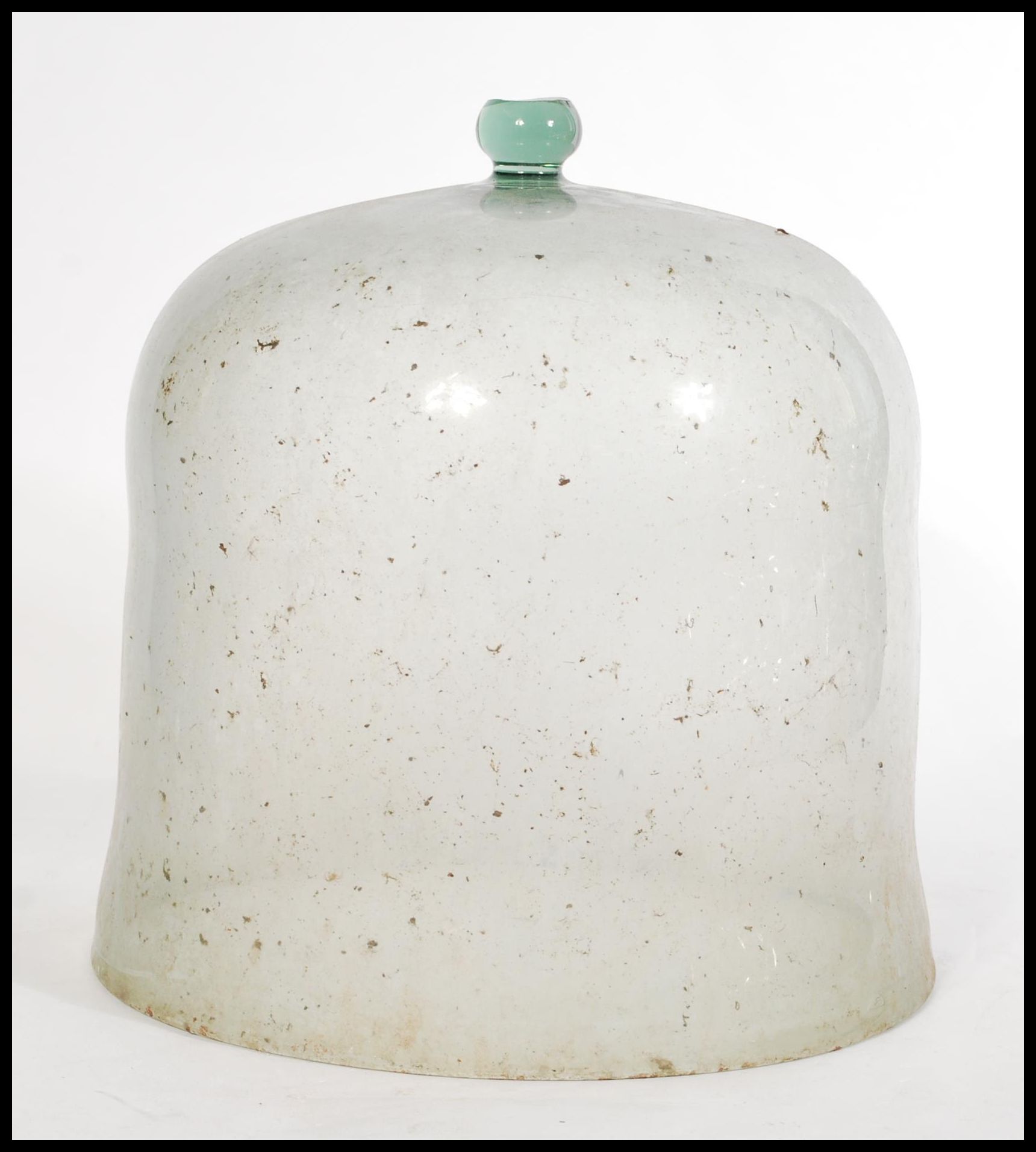 A late 19th Century Victorian glass bell cloche / glass dome with a ball finial handle to the top.