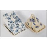Two 19th Century Victorian ceramic blue and white transfer printed cheese dishes, both with