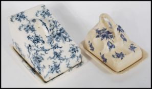 Two 19th Century Victorian ceramic blue and white transfer printed cheese dishes, both with