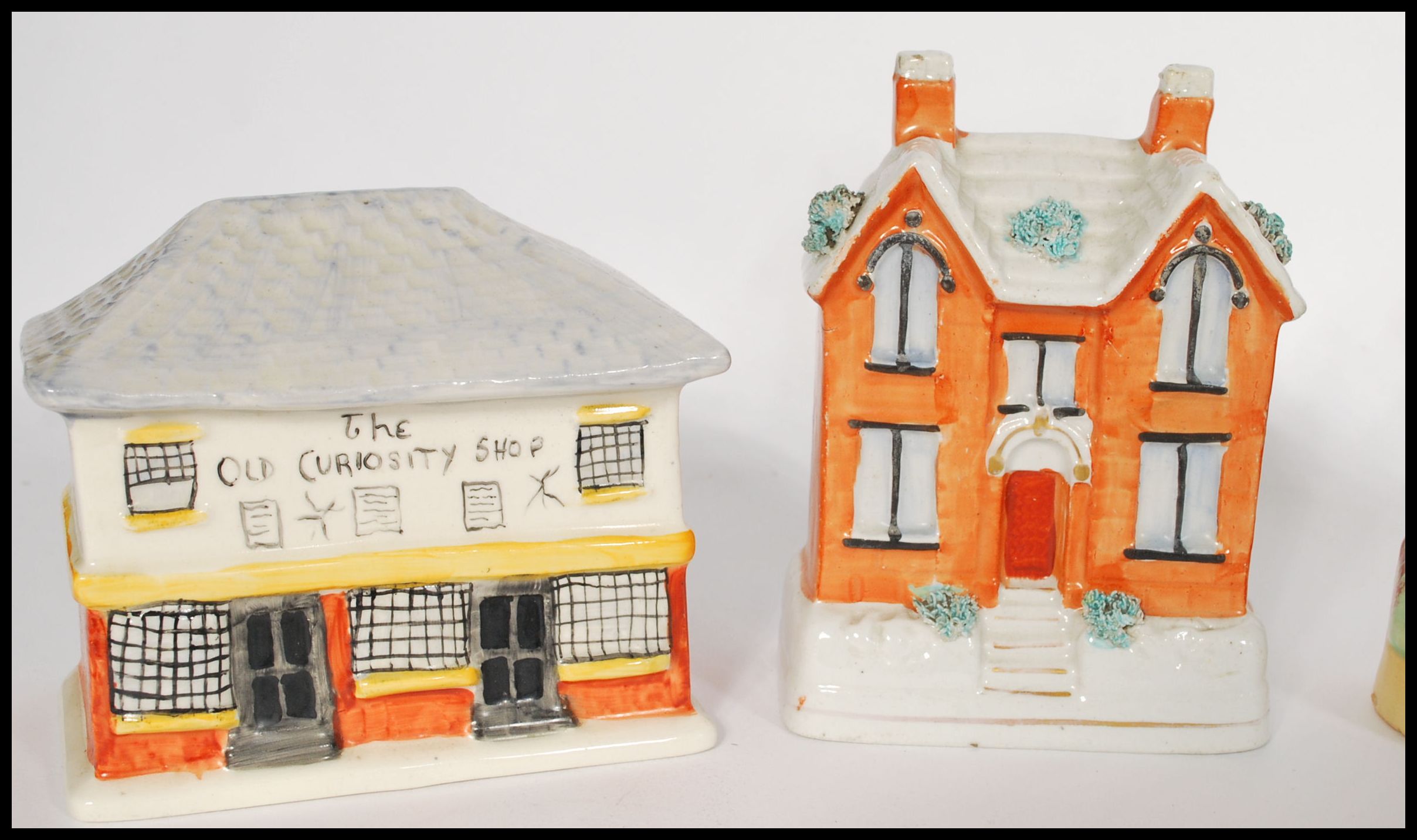 A selection of Staffordshire cottage’s dating from the 19th century to include some money box - Image 2 of 7