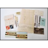 A selection of early / mid 20th century ephemera items to include a selection of V Mail envelopes, a